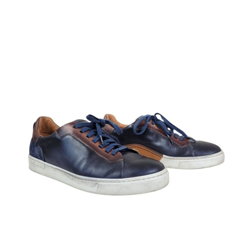 Magnanni Amadeo Navy Blue Low Top Leather Suede Casual Lace-Up Sneakers US 10